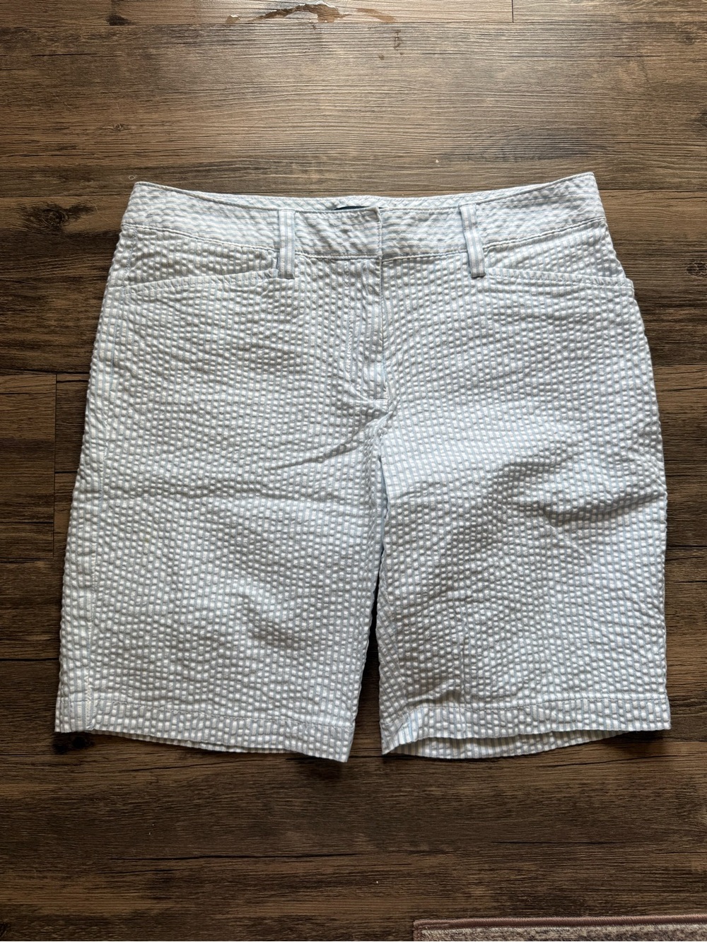 Lands' End Light Blue and White Seersucker Shorts